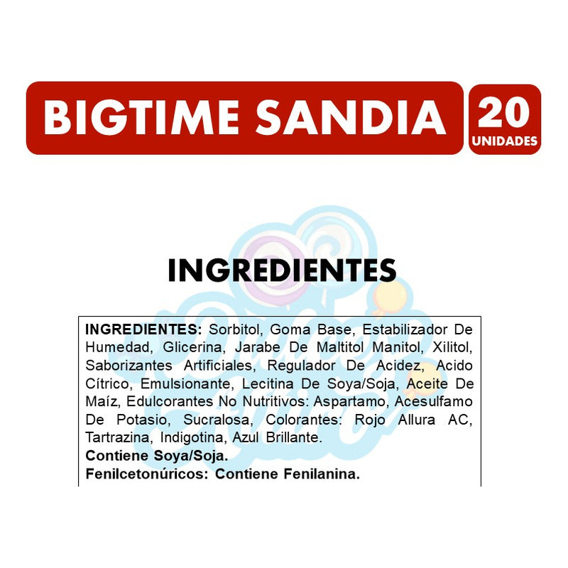 Chicle Bigtime Sandía Display 20 Unidades 11gr