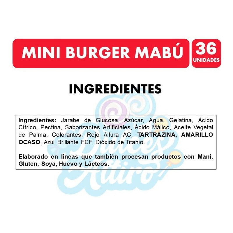 Gomitas En Forma De Hamburguesa Mabu (bolsa Con 36 Unidades)
