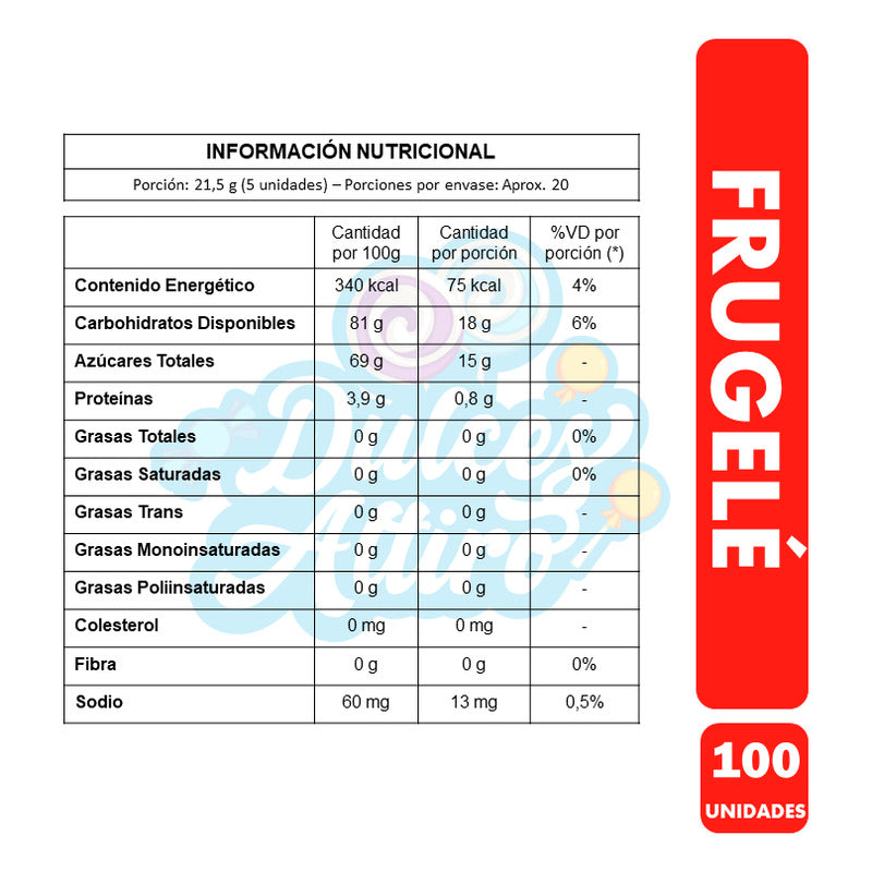 Frugele - Bolsa De Gomitas Sabor Frutales (bolsa Con 100 Un)