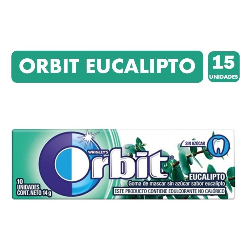 Chicles Orbit Sabor Eucalipto - Sin Azúcar (caja Con 15 Un).