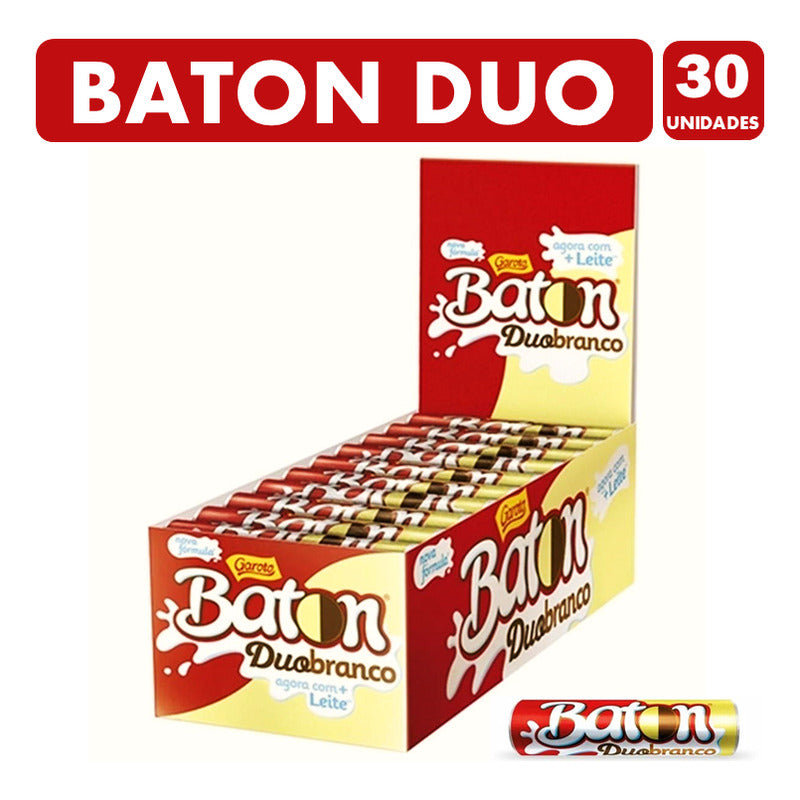 Baton Duo Chocolate De Leche Y Chocolate Blanco(caja De 30u)