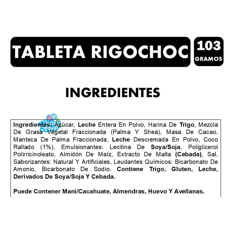 Rigochoc Chocolate Tableta Rellena Con Galleta Con Coco