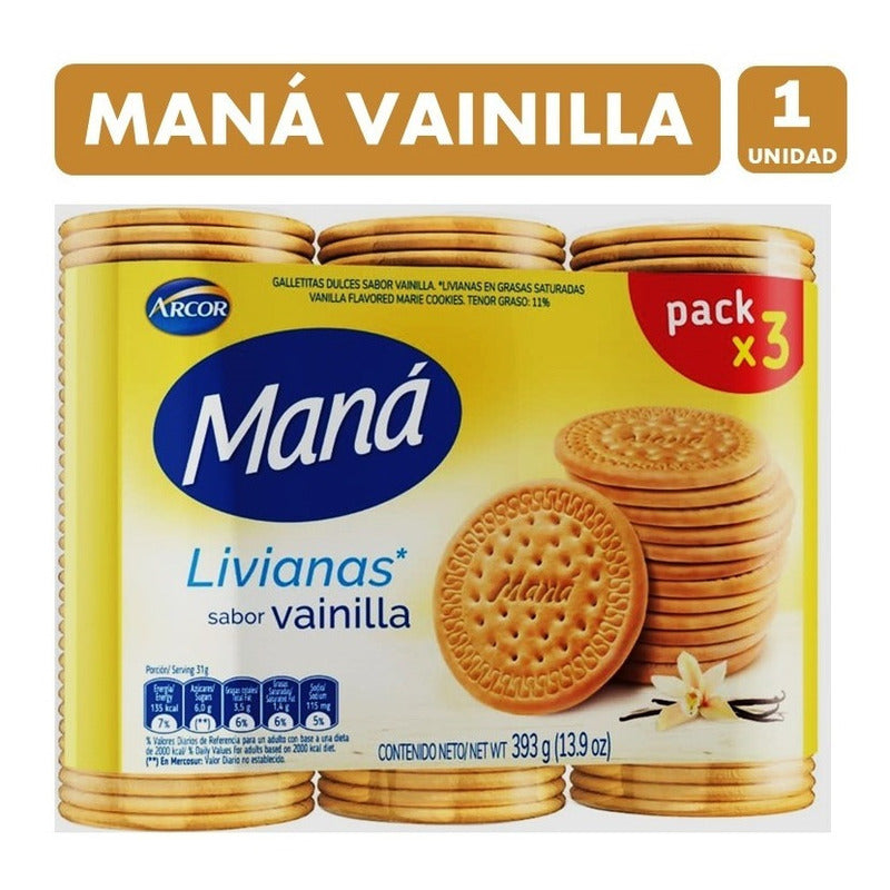 Galletas Maná, Sabor Vainilla - Paquete Con 393 Gramos.