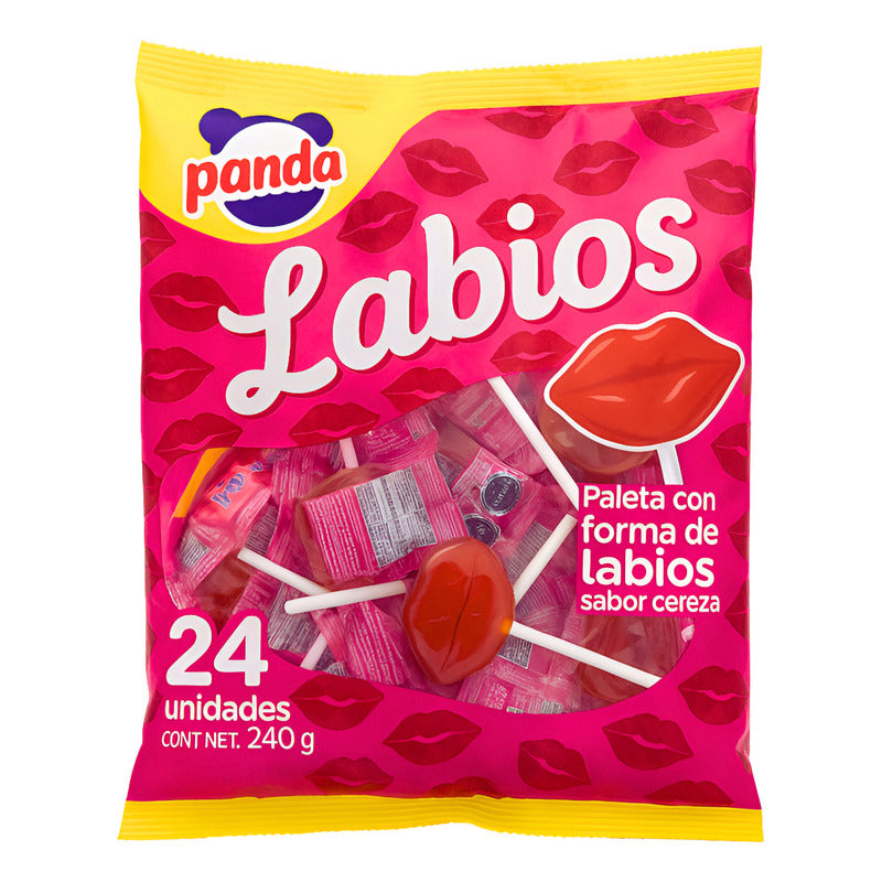 Caramelos Paleta Labios Sabor Cereza De Panda (24 Unidades)