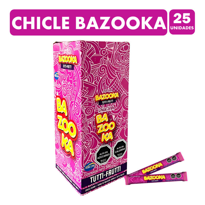 Chicle Jirafa Bazooka Sabor Tutti Frutti Caja De 25 Unidades