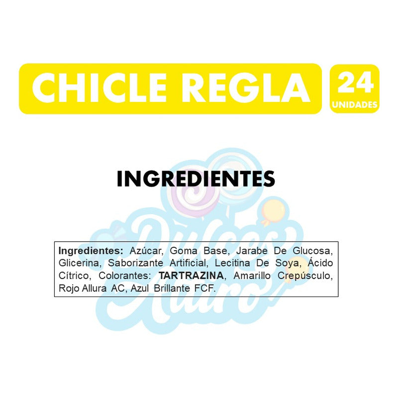 Chicles Regla Mabú - Sabor A Frutas (contiene 24 Unidades)