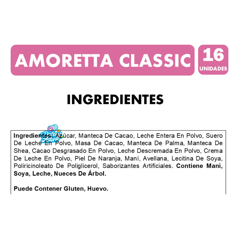 Bombones Para Regalo Amoretta Chocolate De Leche (16 Uni)