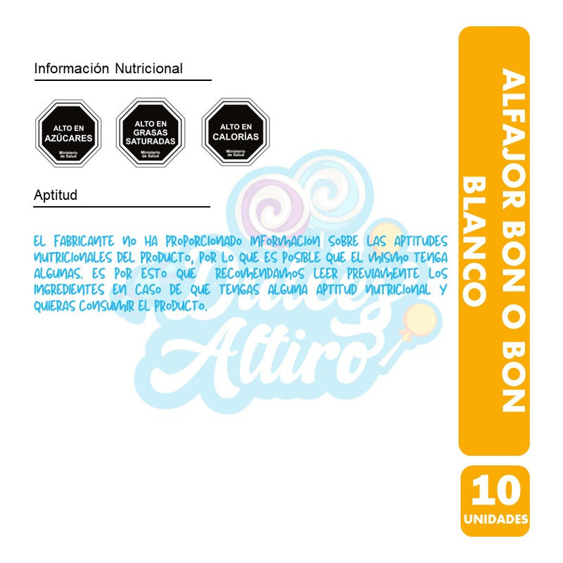 Alfajor Bon O Bon Sabor Chocolate Blanco (pack De 10 Uni)