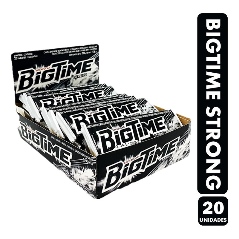 Bigtime Negro  Strong - Chicle Sin Azúcar (caja Con 20 Uni)