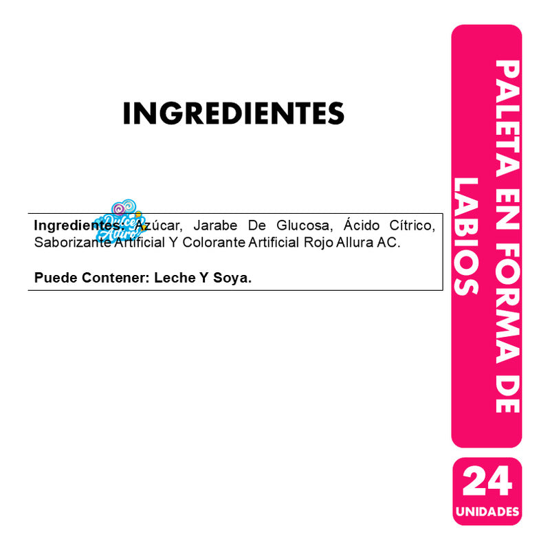 Caramelos Paleta Labios Sabor Cereza De Panda (24 Unidades)