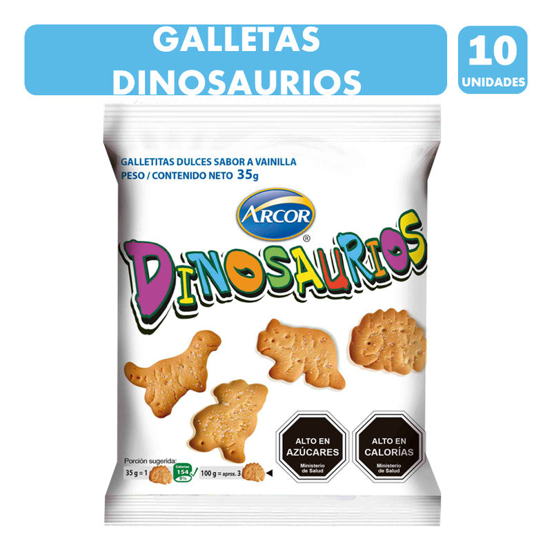 Galletas Dinosaurios De Arcor Para Colación (pack Con 10u)