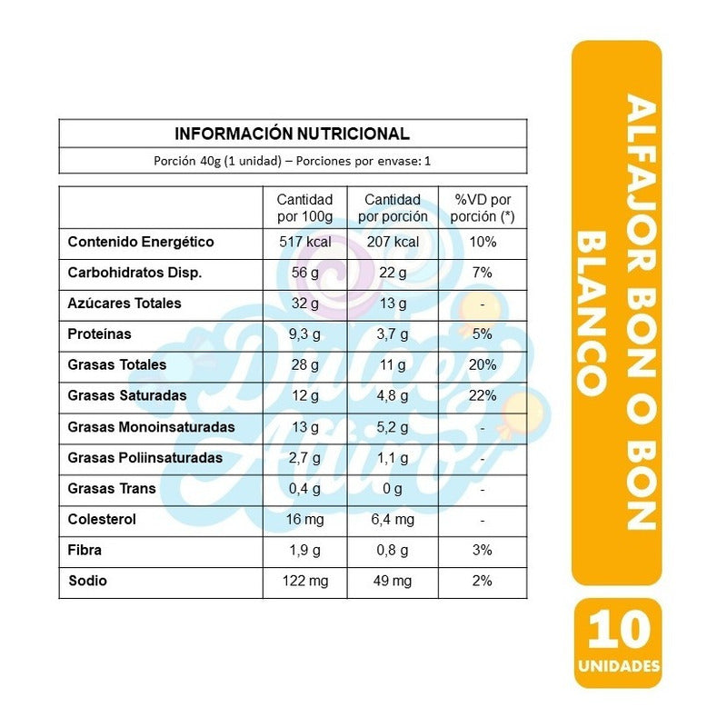Alfajor Bon O Bon Sabor Chocolate Blanco (pack De 10 Uni)