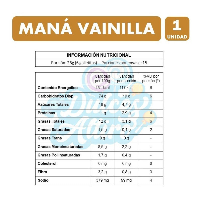 Galletas Maná, Sabor Vainilla - Paquete Con 393 Gramos.