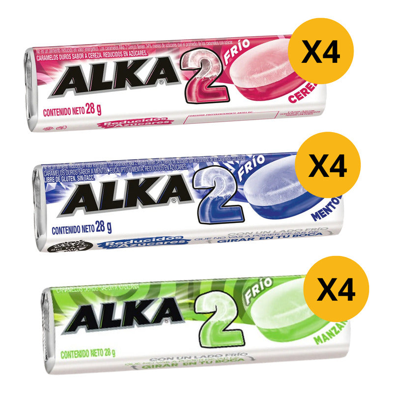 Alka 2 Caramelos Escoge Tu Sabor Menta Manzana Cereza (12 U)