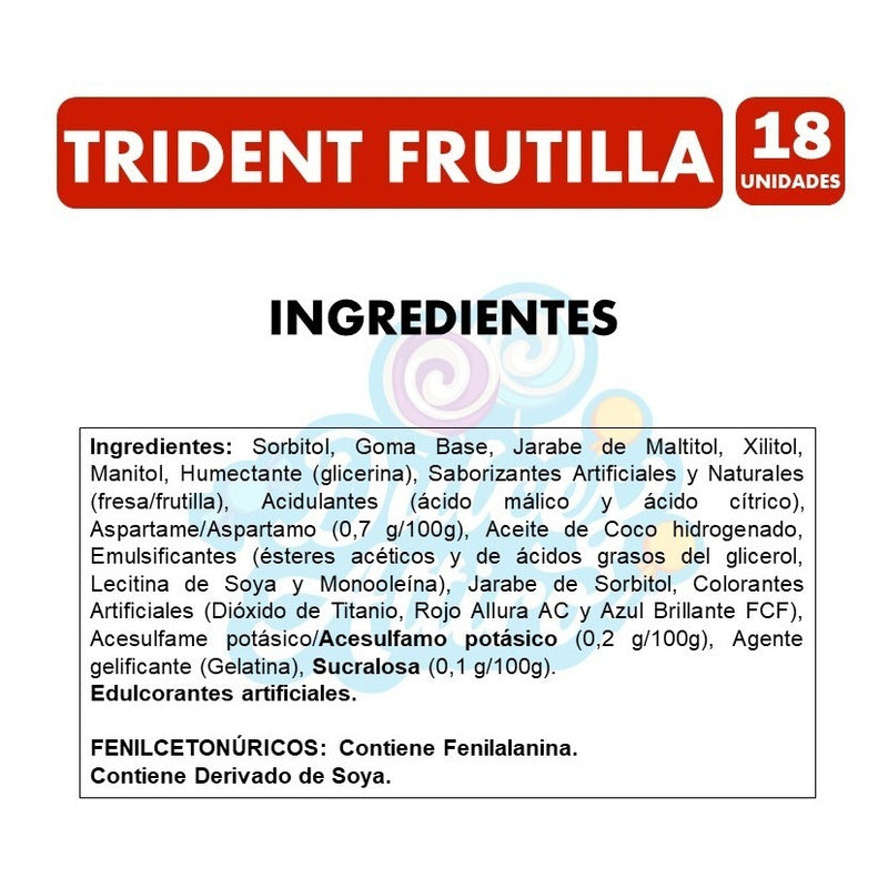 Chicle Trident Fresa Display 18 Unidades