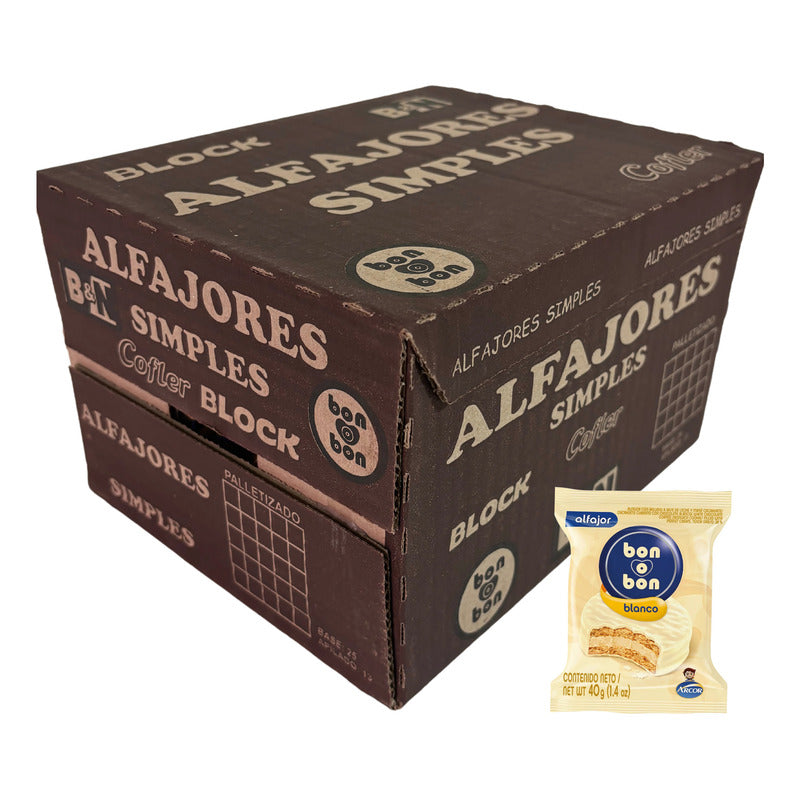 Alfajor Bon O Bon Chocolate Blanco (caja Con 40 Unidades)
