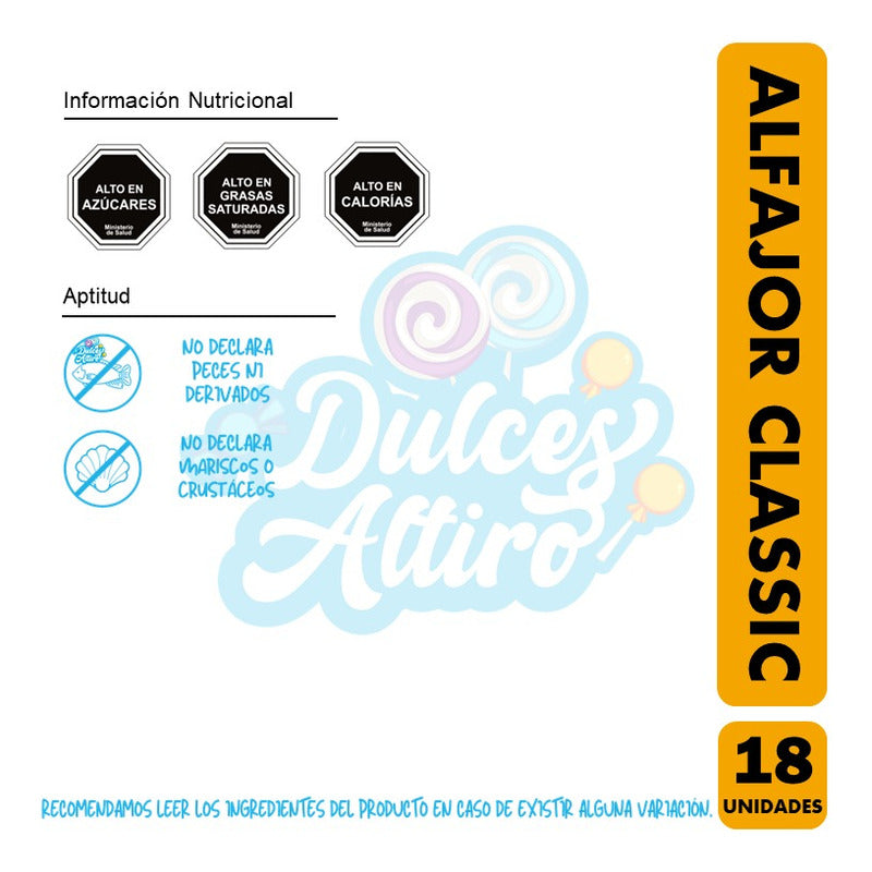 Alfajor Clasicc Relleno De Manjar De Calaf (caja Con 18uni)