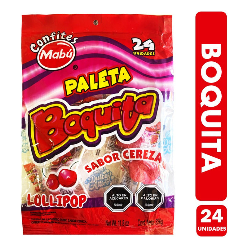 Paletas Boquita De Mabu - Caramelo Sabor Cereza (24unidades)