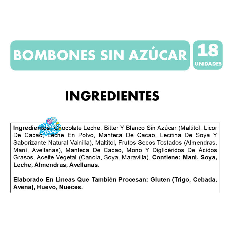 Bombones Entrelagos Surtidos Sin Azúcar (caja 18 Unidades)