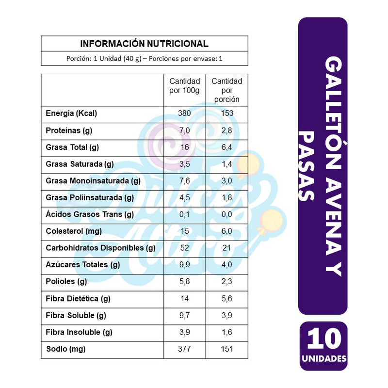 Galleton Avena Y Pasas Para Colación-nutrabien(pack Con 10u)