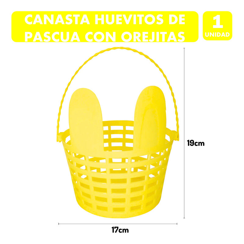 Canasta Con Orejitas Especial Huevitos De Pascua - Amarillo
