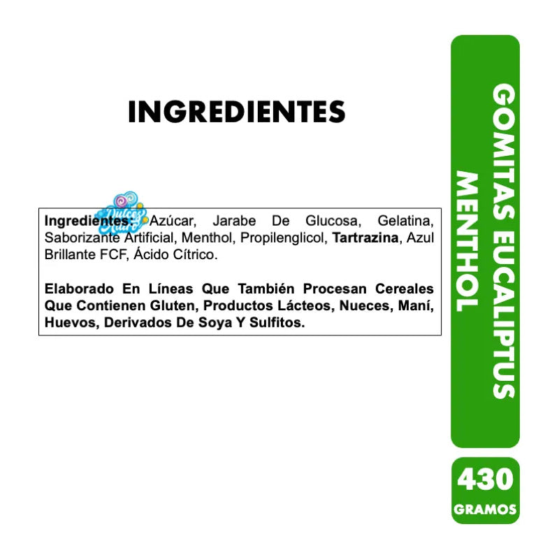 Gomitas Fruna Sabor Eucaliptus Mentol (bolsa De 430 Gramos)