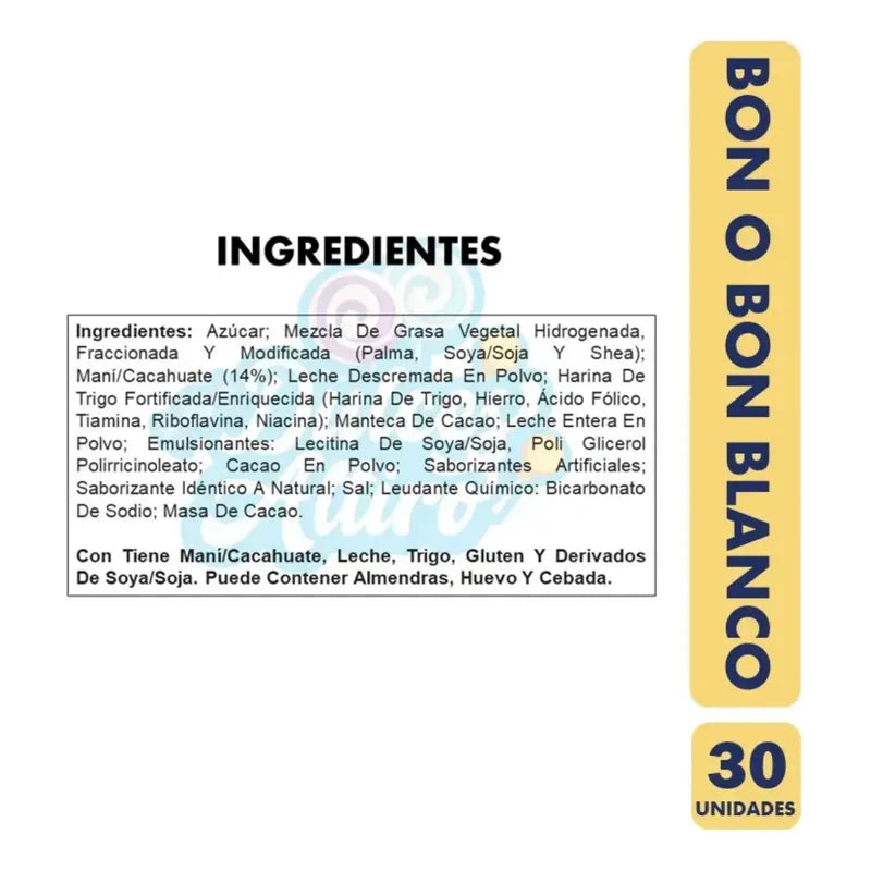 Caja Bon O Bon Blanco De Arcor - Display Con 30 Unidades