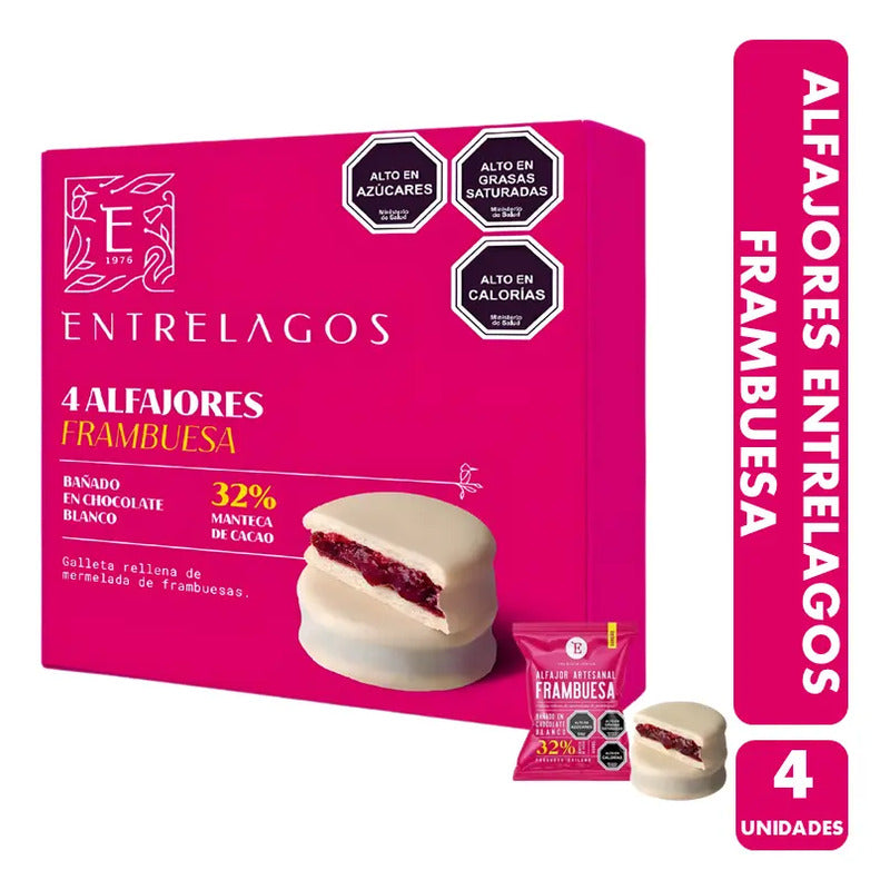 Alfajor Entrelagos Frambuesa Y Chocolate Blanco 32% (4 Uni)