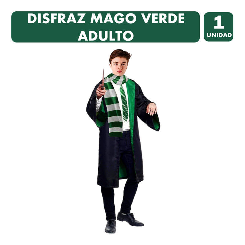 Disfraz De Mago Verde Adulto Especial Fiesta De Disfraces L