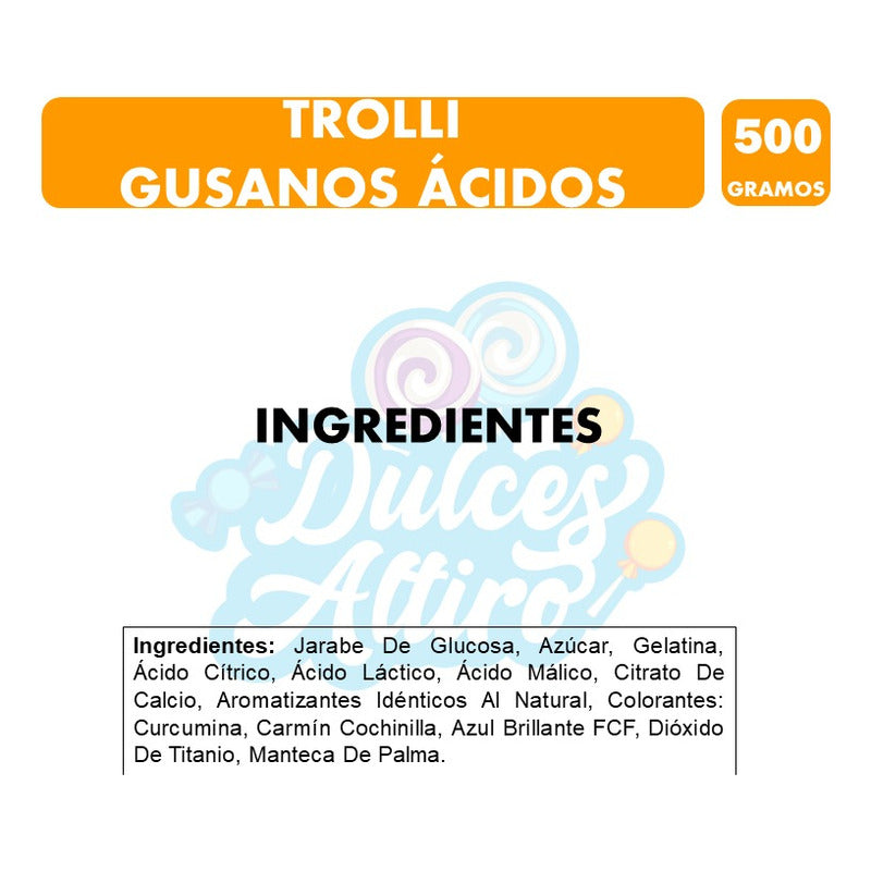 Gomitas Trolli Gusanos Ácidos - Sin Gluten (pote Con 500 Gr)