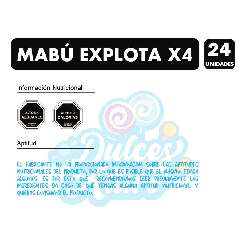 Caramelos Paleta Sabores Frutales-mabu(caja Con 24unidades)