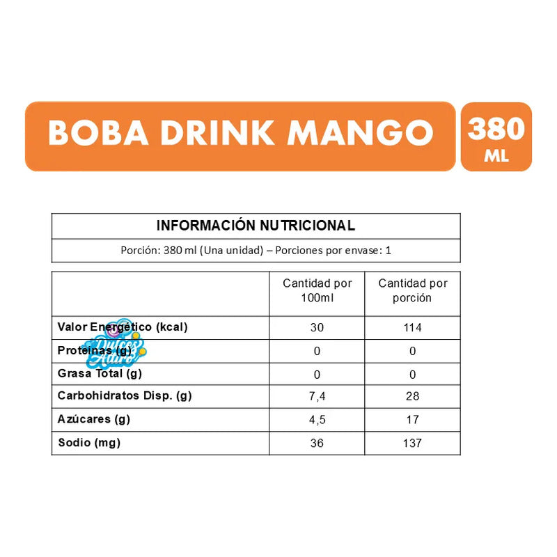 Boba Drink Bebida Con Pelotitas Explosivas - Sabor Mango