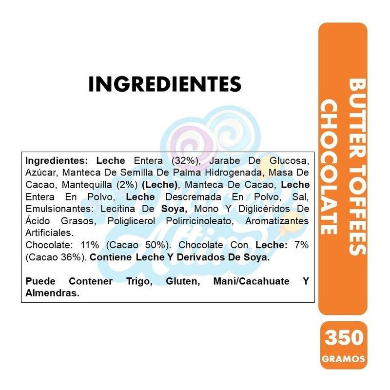 Caramelos Butter Toffees, Sabor Chocolate - Bolsa De 350 Gr.