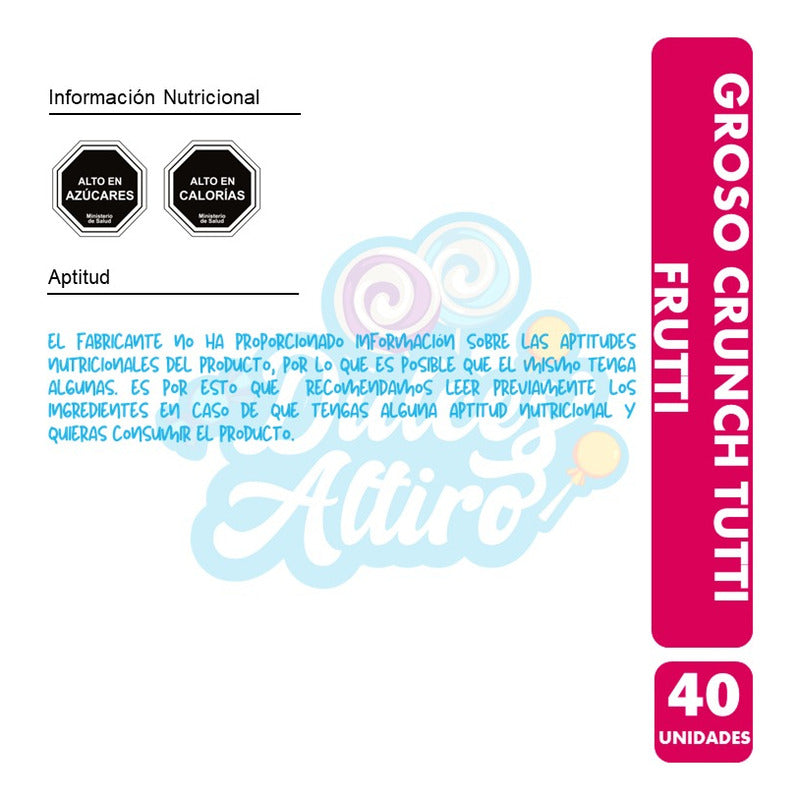 Grosso Crunch Tutti Frutti De Arcor (caja Con 40 Chicles)