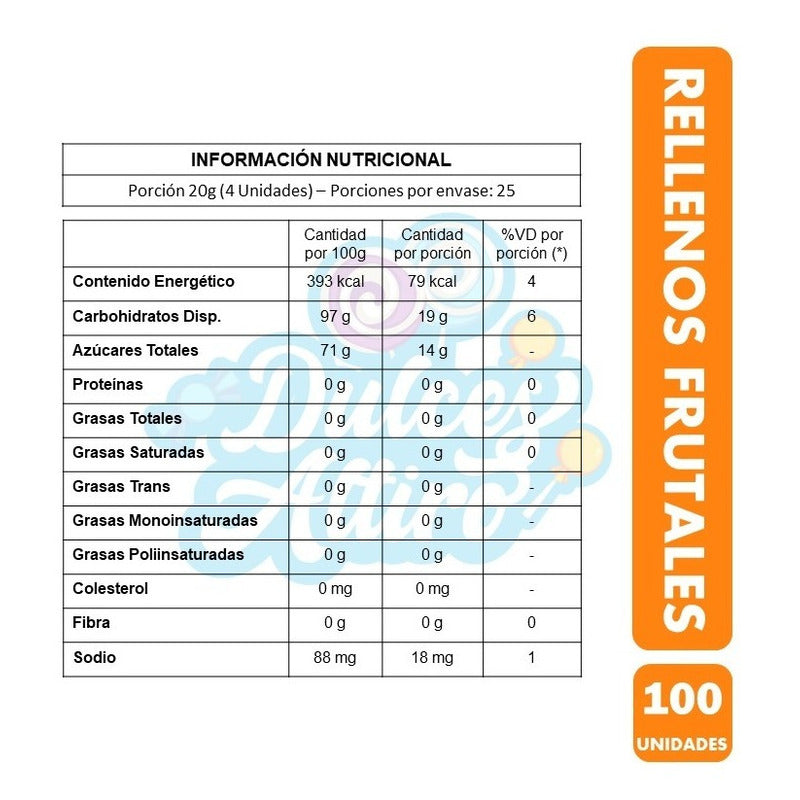 Caramelos Rellenos Frutales De Arcor - Bolsa De 100 Unidades