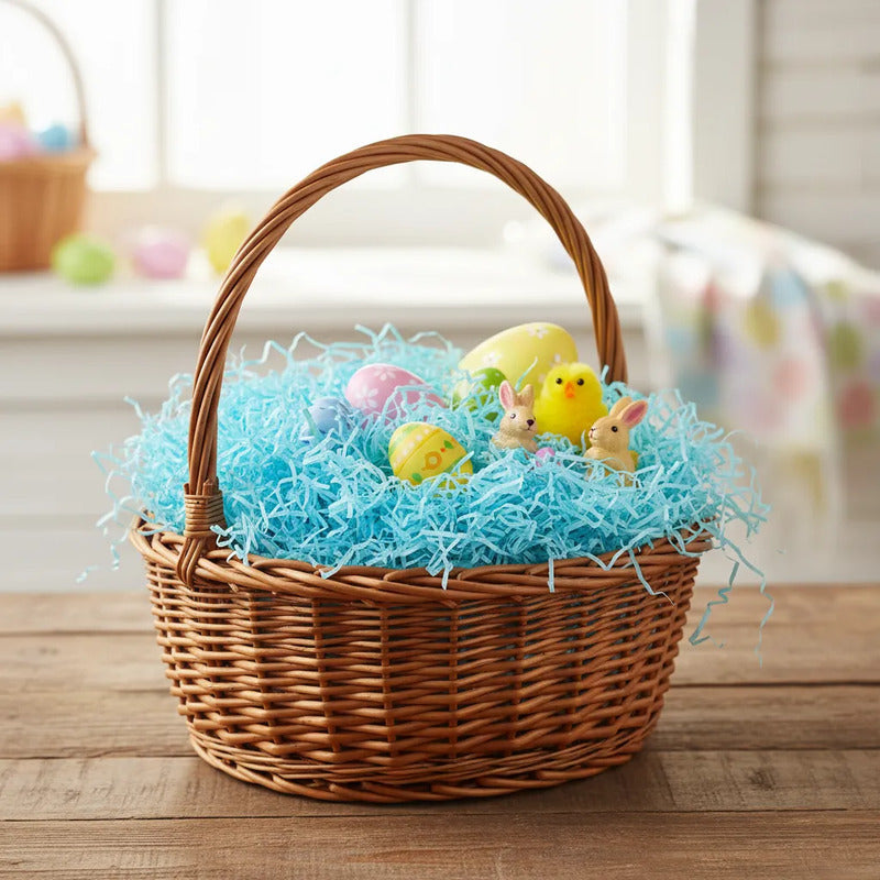 Pajita Para Rellenar Canastas De Pascua - Color Celeste