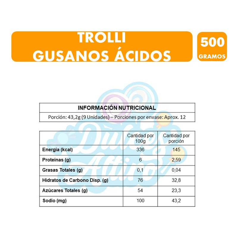 Gomitas Trolli Gusanos Ácidos - Sin Gluten (pote Con 500 Gr)