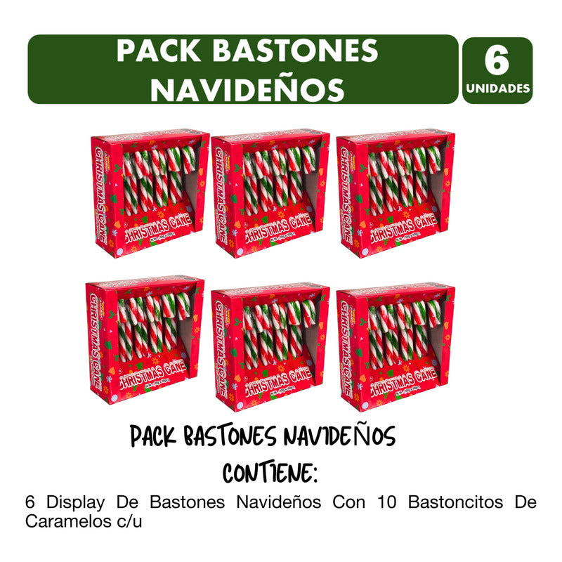 Bastones Dulces Especial Navidad - Pack Con 6 Display