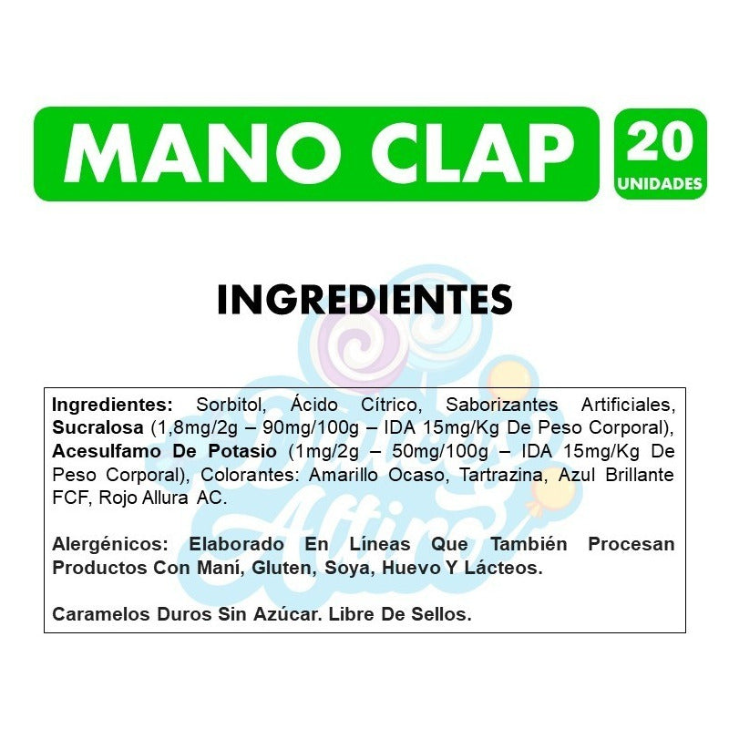 Dulces Candy Mano Clap - Libre De Sellos (display De 20 Uni)