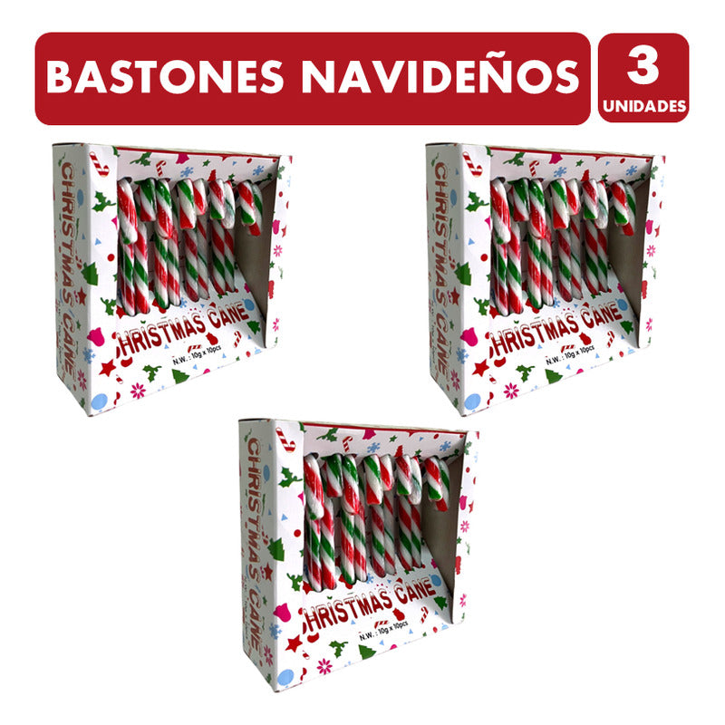 Bastones De Caramelo Para Navidad - Pack De 3 Cajas