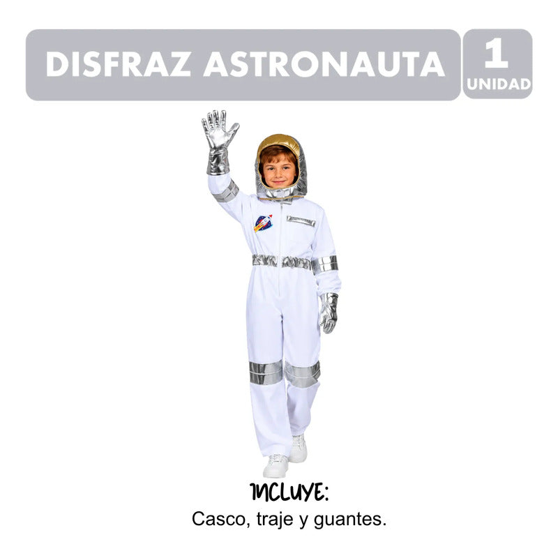 Disfraz De Astronauta Infantil Incluye Casco Y Guantes Blanco 5-6
