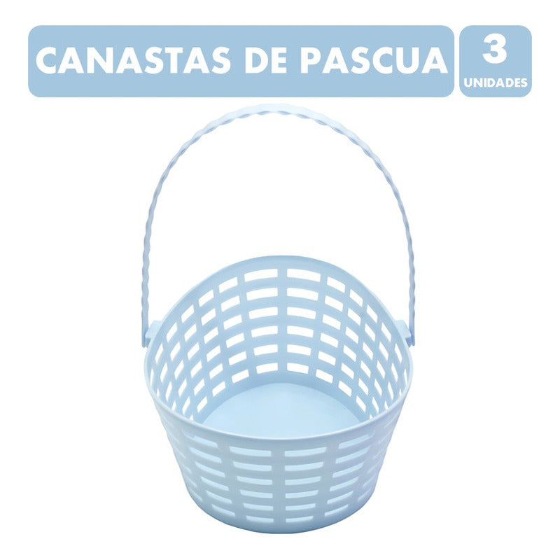 Canasta De Pascua Para Huevitos - Color Celeste (pack 3 Uni)