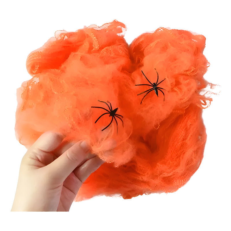 Telaraña Naranja Decorativa Halloween Por Mayor-pack De 120u