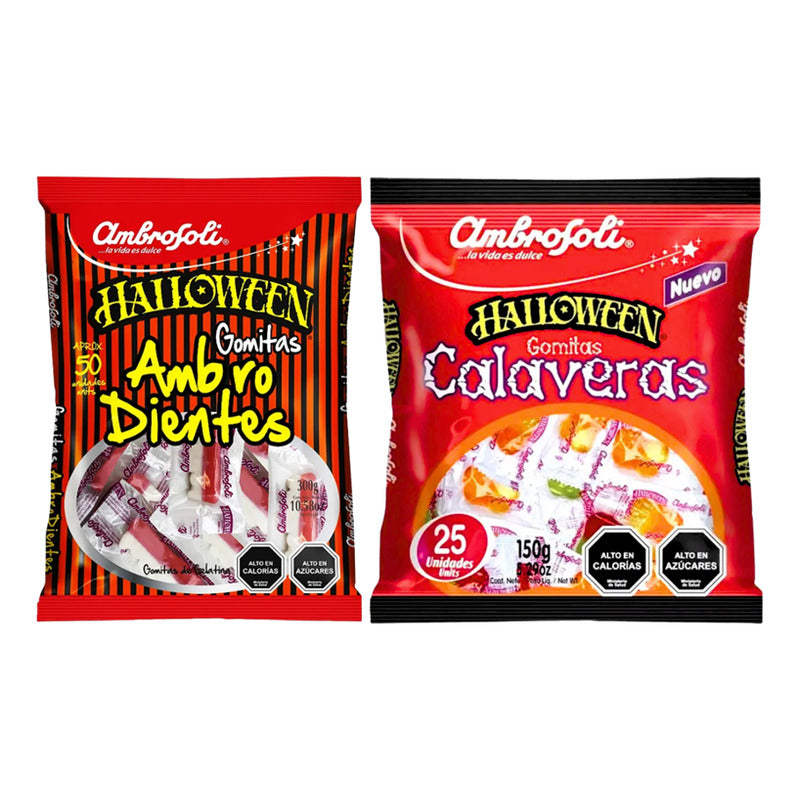 Pack De Gomitas Ambrodientes Y Calaveras Especial Halloween