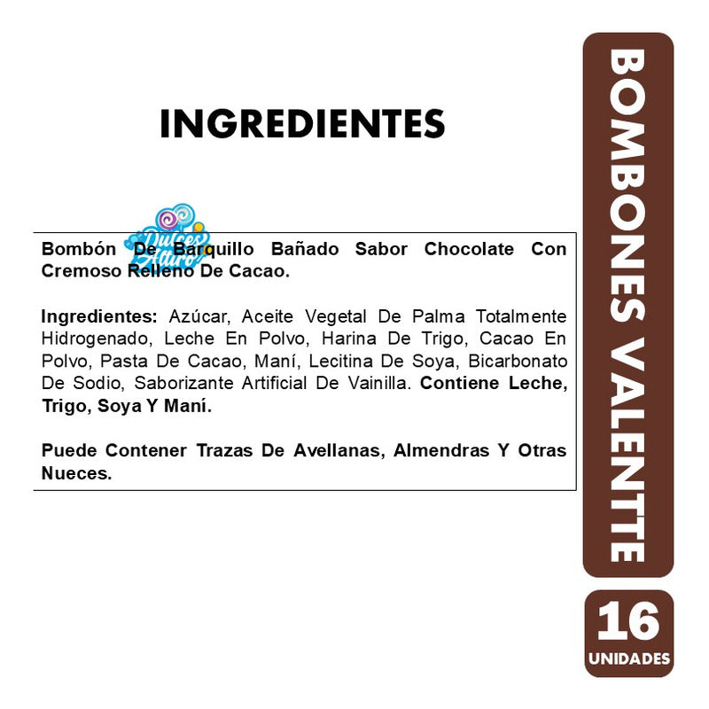 Bombones De Chocolate Valentte Caja 16 Paquetes De 3 Bombon