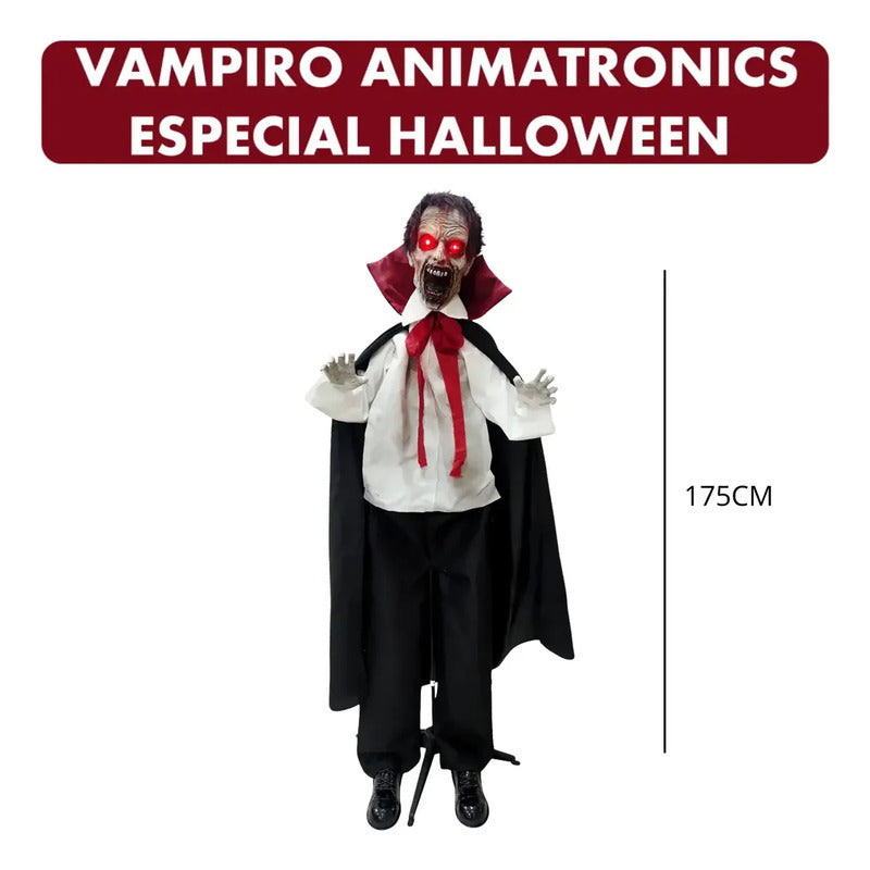 Decoración Halloween Vampiro 175 Cm Con Sonido Y Movimiento