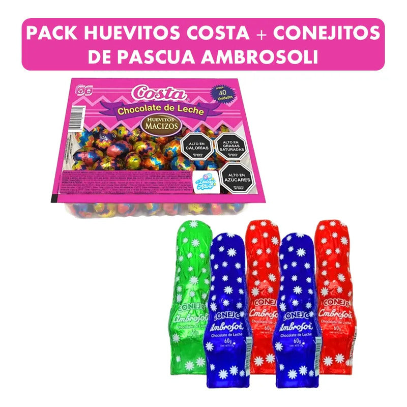 Pack Bandeja Huevitos De Pascua Costa+ 5 Conejitos Ambrosoli