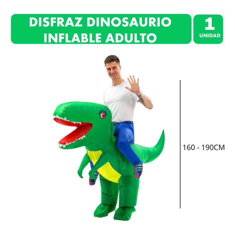 Disfraz De Dinosaurio Inflable Para Adulto Verde 160-190cm