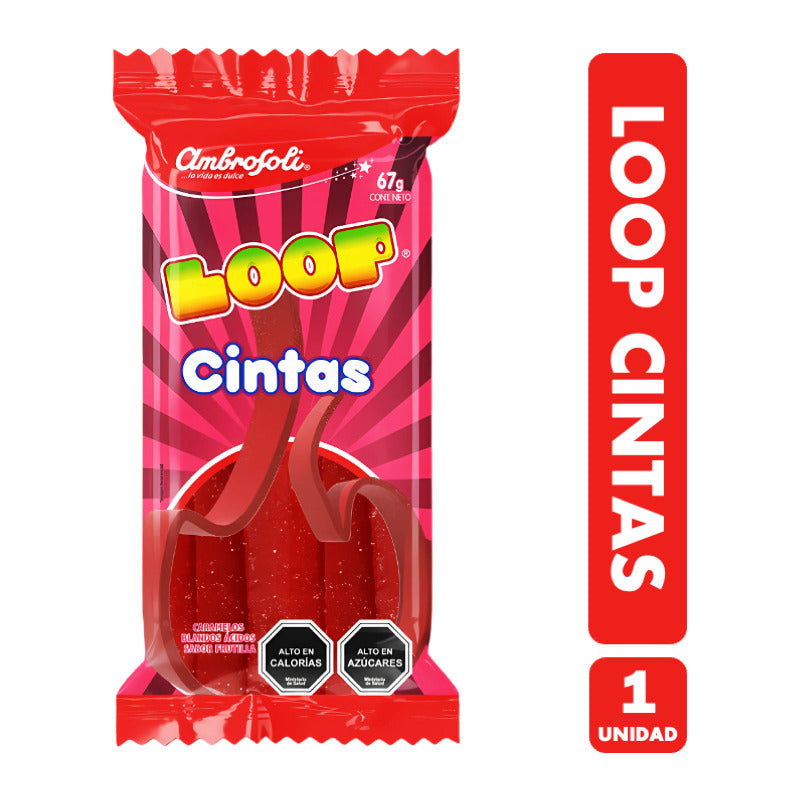 Loop Cintas - Gomitas Sabor Frutilla Ácida (contiene 67 Gr)