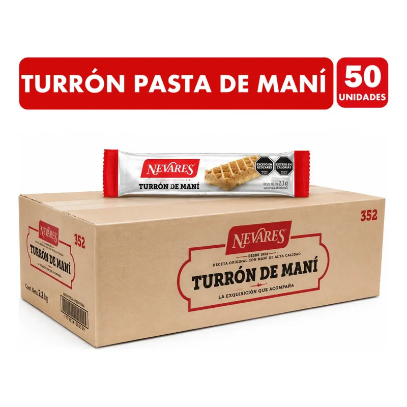 Turrón Oblea Con Pasta De Maní - Nevares (caja Con 50 Uni)